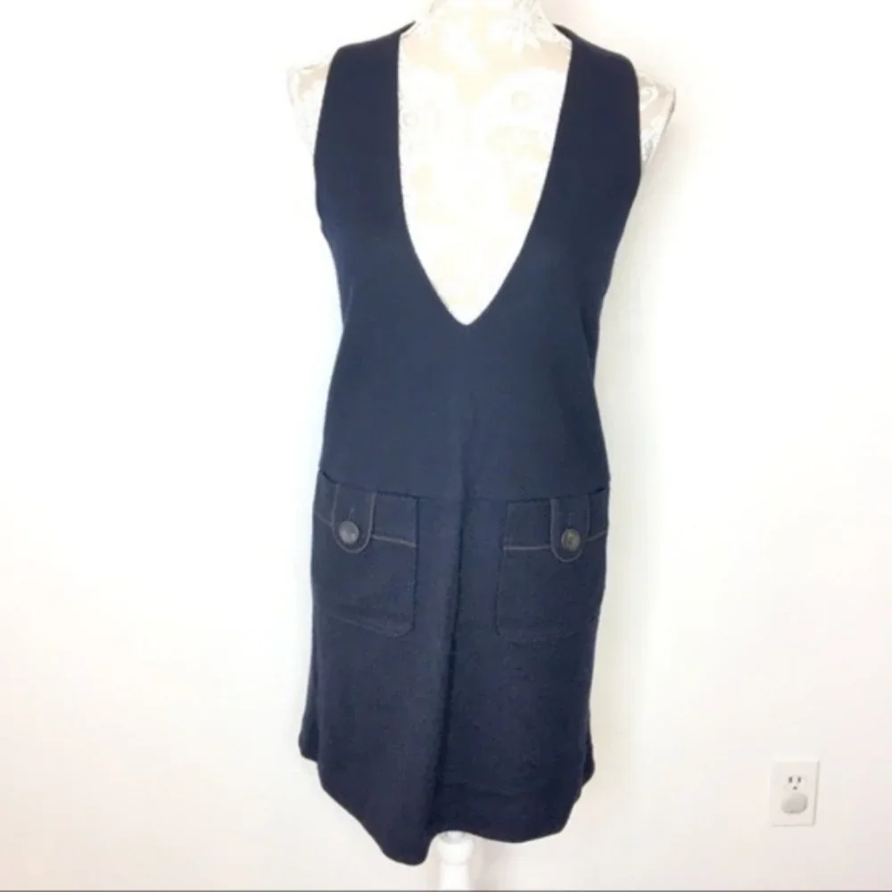 Vintage Wool Dress Navy SMALL Jumper INED Depusi Japanese - Picture 3 of 8
